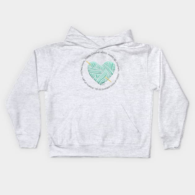 Crochet Addict Heart Kids Hoodie by Desert Hippie Boutique